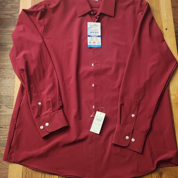 Rich Red Haggar Slim Fit Smart wash Button down - Picture 2 of 10